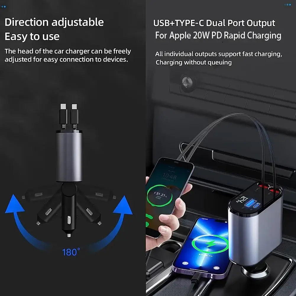 4 IN 1 Retractable Car Charger