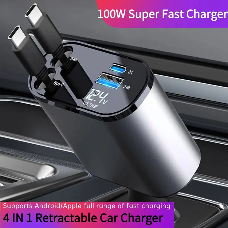 4 IN 1 Retractable Car Charger